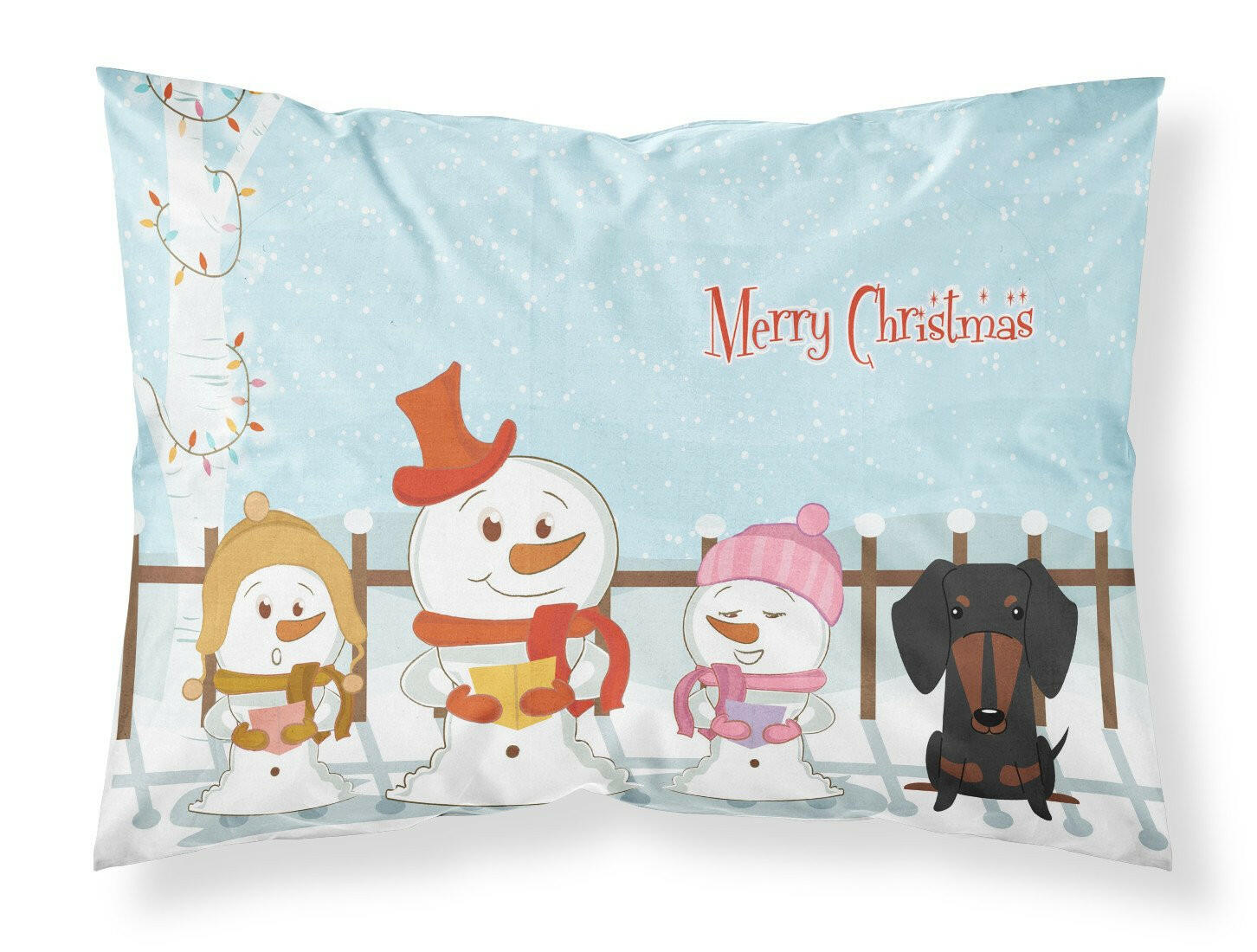 Merry Christmas Carolers Dachshund Black Tan Standard Pillowcase Lightweight Super Soft Easy Care Decorative Artwork Pillowcase, Standard