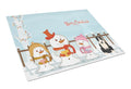 Merry Christmas Carolers Bull Terrier Black White Cutting Board Tempered Glass Kitchen Cutting Surface, Heat Resistant Chopping, Non-Slip Feet, Food Prep & Serving