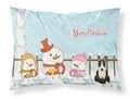 Merry Christmas Carolers Bull Terrier Black White Standard Pillowcase Lightweight Super Soft Easy Care Decorative Artwork Pillowcase, Standard