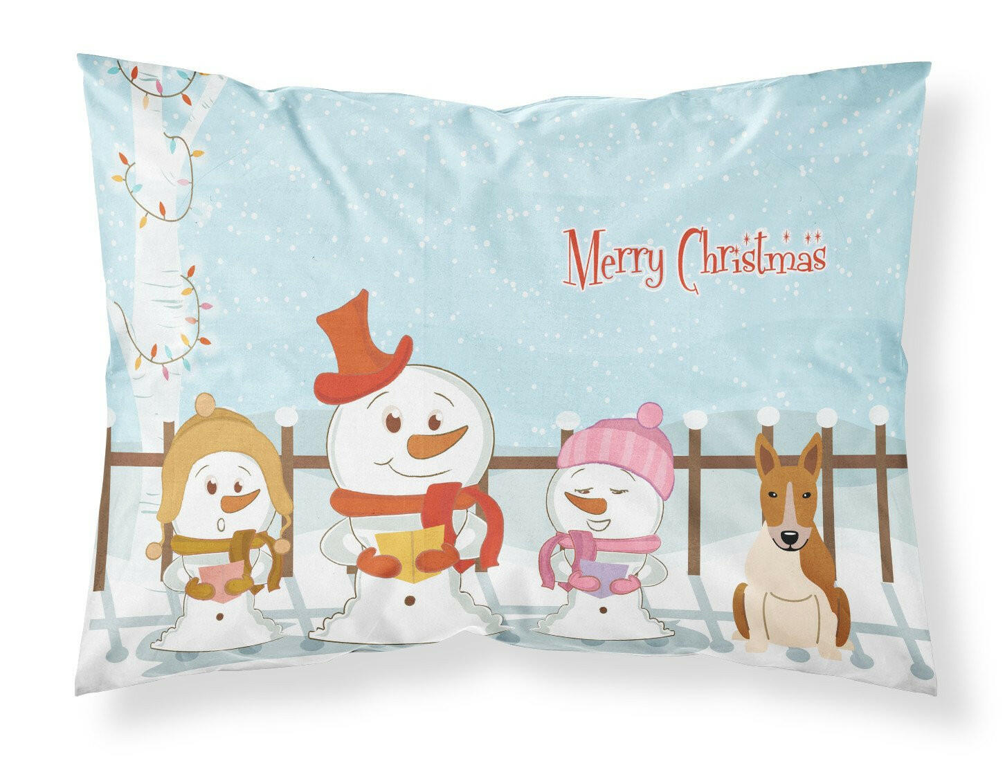 Merry Christmas Carolers Bull Terrier Red White Standard Pillowcase Lightweight Super Soft Easy Care Decorative Artwork Pillowcase, Standard