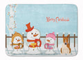 Merry Christmas Carolers Bull Terrier Red White Memory Foam Kitchen Mat Machine Washable Anti-Fatigue Cushion Comfort Bath or Kitchen Rug