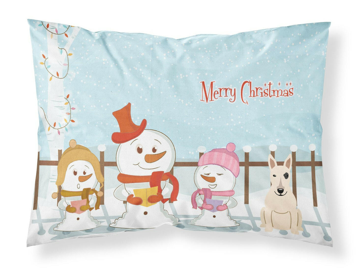 Merry Christmas Carolers Bull Terrier White Standard Pillowcase Lightweight Super Soft Easy Care Decorative Artwork Pillowcase, Standard