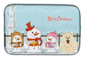 Merry Christmas Carolers Chow Chow White Dish Drying Mat Absorbent Dish Drying Mat Pad for Kitchen Counter Dish Drainer Mat for Countertop, 14 x 21", Multicolor