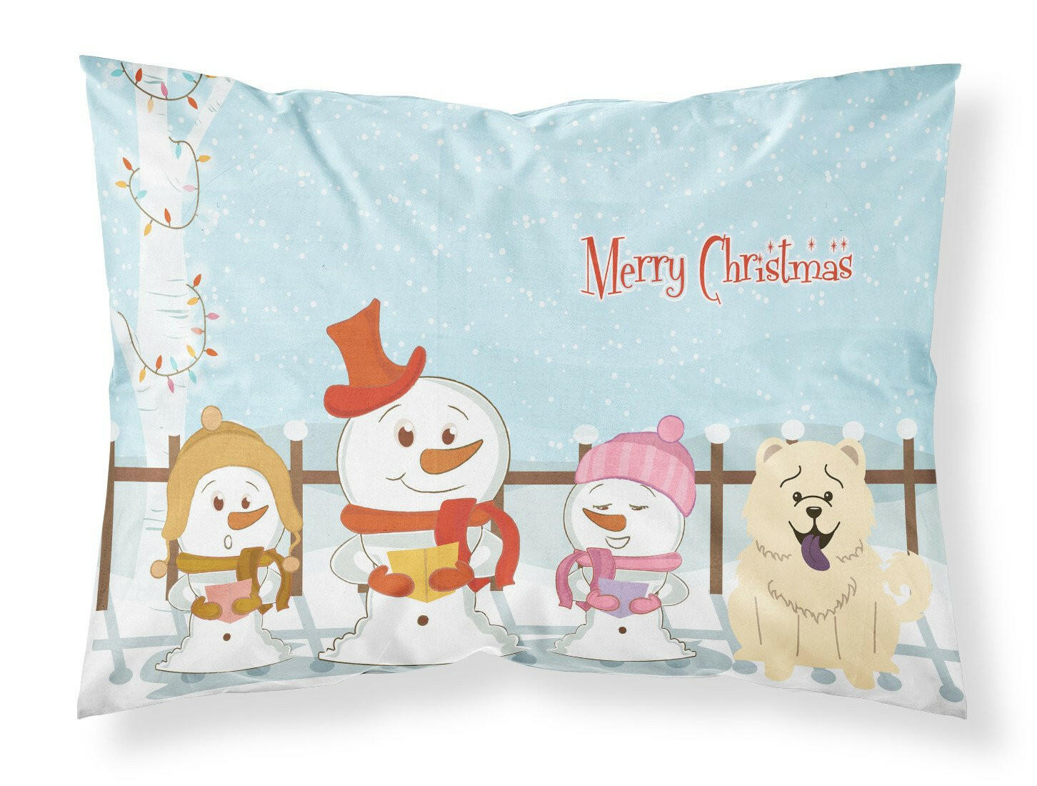 Merry Christmas Carolers Chow Chow White Standard Pillowcase Lightweight Super Soft Easy Care Decorative Artwork Pillowcase, Standard