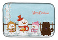 Merry Christmas Carolers Chow Chow Chocolate Dish Drying Mat Absorbent Dish Drying Mat Pad for Kitchen Counter Dish Drainer Mat for Countertop, 14 x 21", Multicolor