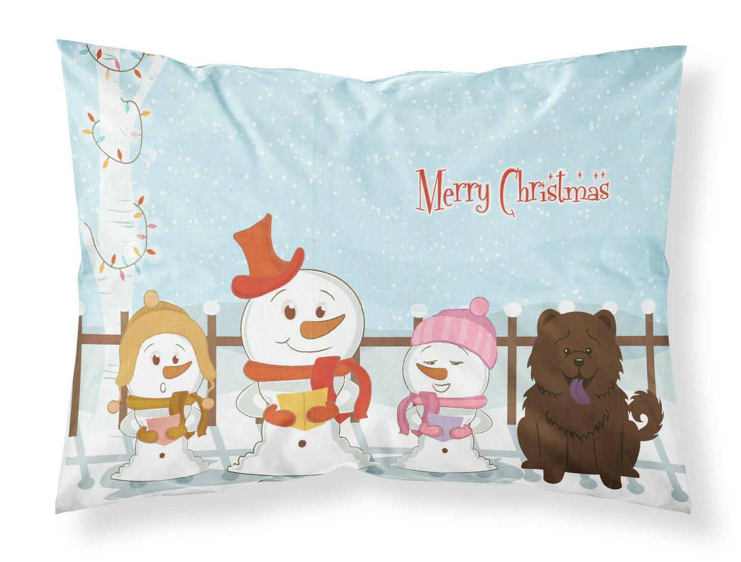Merry Christmas Carolers Chow Chow Chocolate Standard Pillowcase Lightweight Super Soft Easy Care Decorative Artwork Pillowcase, Standard