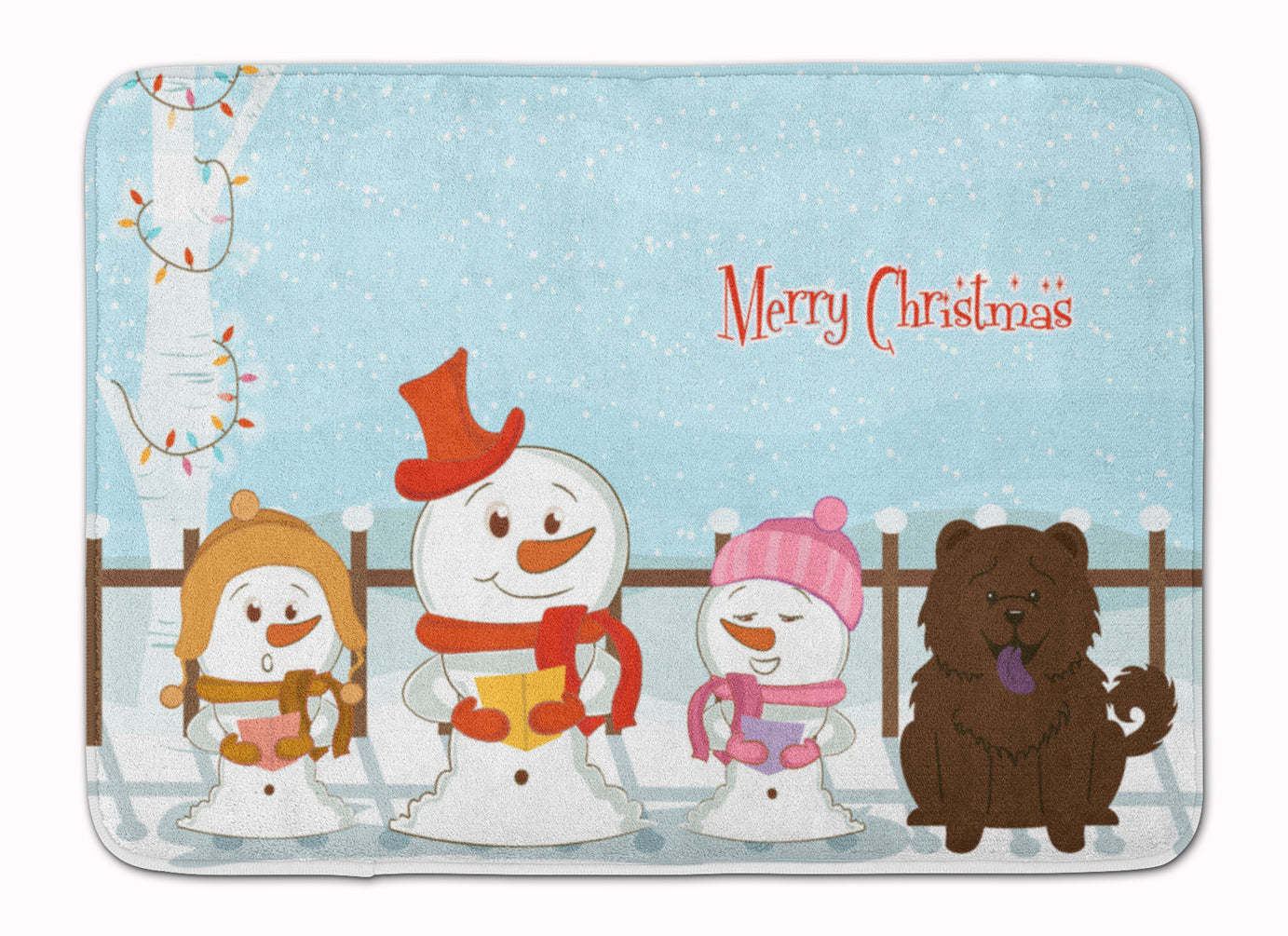 Merry Christmas Carolers Chow Chow Chocolate Memory Foam Kitchen Mat Machine Washable Anti-Fatigue Cushion Comfort Bath or Kitchen Rug