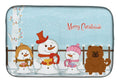 Merry Christmas Carolers Chow Chow Red Dish Drying Mat Absorbent Dish Drying Mat Pad for Kitchen Counter Dish Drainer Mat for Countertop, 14 x 21", Multicolor
