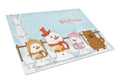 Merry Christmas Carolers Chow Chow Red Cutting Board Tempered Glass Kitchen Cutting Surface, Heat Resistant Chopping, Non-Slip Feet, Food Prep & Serving