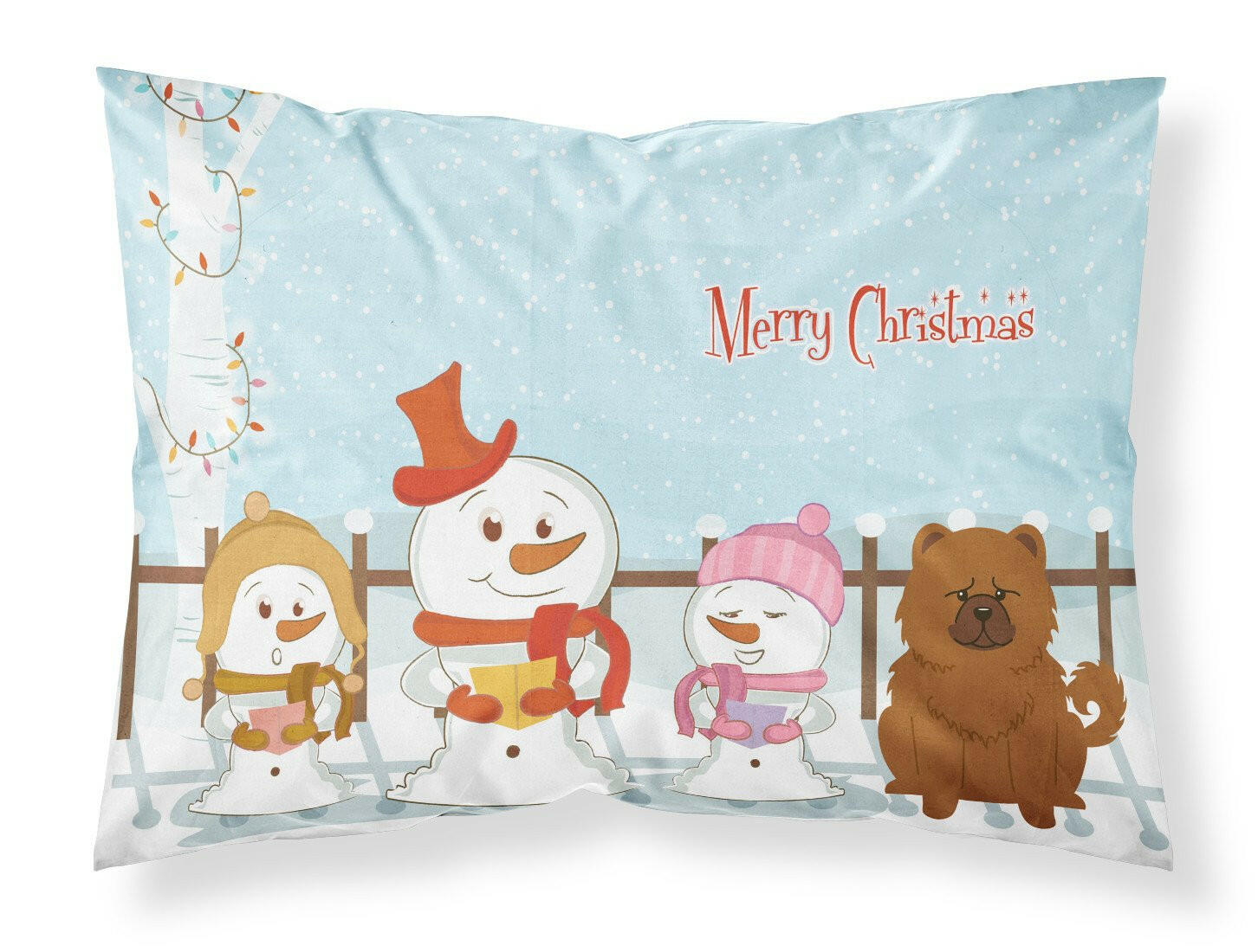 Merry Christmas Carolers Chow Chow Red Standard Pillowcase Lightweight Super Soft Easy Care Decorative Artwork Pillowcase, Standard