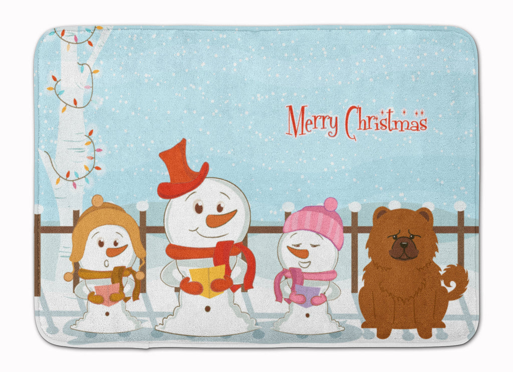 Merry Christmas Carolers Chow Chow Red Memory Foam Kitchen Mat Machine Washable Anti-Fatigue Cushion Comfort Bath or Kitchen Rug