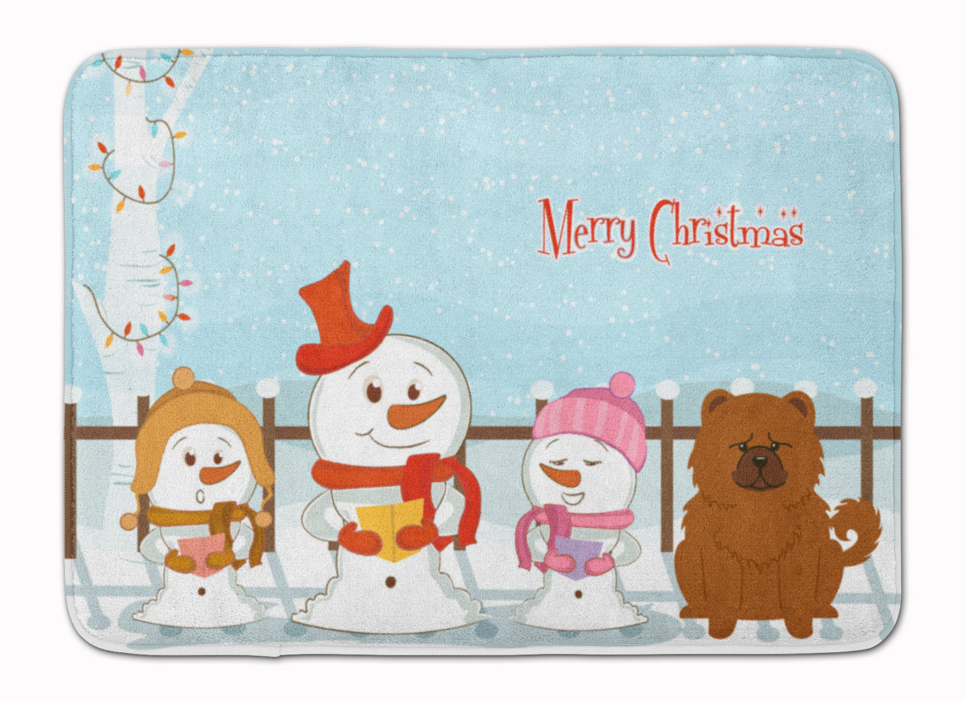 Merry Christmas Carolers Chow Chow Red Memory Foam Kitchen Mat Machine Washable Anti-Fatigue Cushion Comfort Bath or Kitchen Rug