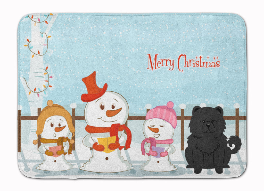 Merry Christmas Carolers Chow Chow Black Memory Foam Kitchen Mat Machine Washable Anti-Fatigue Cushion Comfort Bath or Kitchen Rug