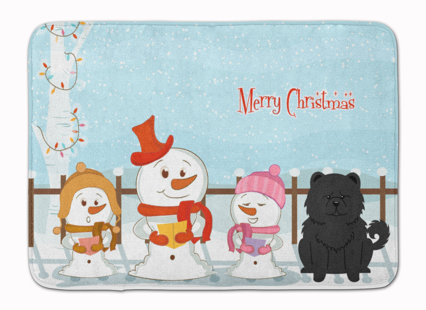 Merry Christmas Carolers Chow Chow Black Memory Foam Kitchen Mat Machine Washable Anti-Fatigue Cushion Comfort Bath or Kitchen Rug