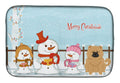 Merry Christmas Carolers Chow Chow Cream Dish Drying Mat Absorbent Dish Drying Mat Pad for Kitchen Counter Dish Drainer Mat for Countertop, 14 x 21", Multicolor