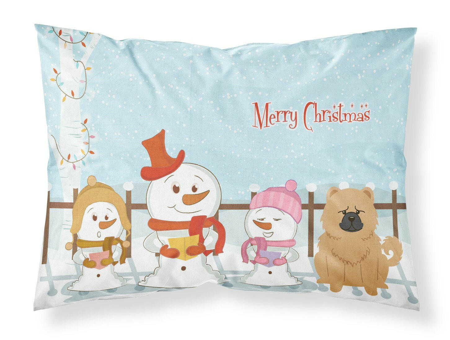 Merry Christmas Carolers Chow Chow Cream Standard Pillowcase Lightweight Super Soft Easy Care Decorative Artwork Pillowcase, Standard