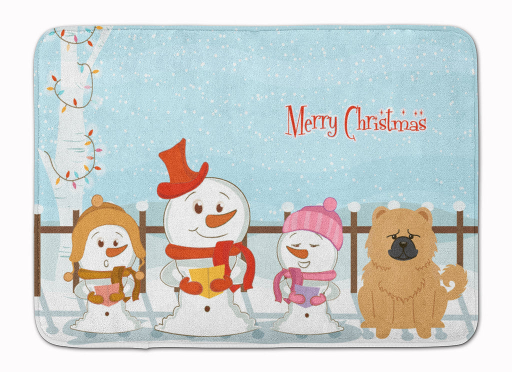 Merry Christmas Carolers Chow Chow Cream Memory Foam Kitchen Mat Machine Washable Anti-Fatigue Cushion Comfort Bath or Kitchen Rug