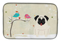 Christmas Presents between Friends Pug - Cream Dish Drying Mat Absorbent Dish Drying Mat Pad for Kitchen Counter Dish Drainer Mat for Countertop, 14 x 21", Multicolor
