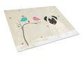 Christmas Presents between Friends Pug - Cream Cutting Board Tempered Glass Kitchen Cutting Surface, Heat Resistant Chopping, Non-Slip Feet, Food Prep & Serving