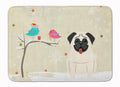 Christmas Presents between Friends Pug - Cream Memory Foam Kitchen Mat Machine Washable Anti-Fatigue Cushion Comfort Bath or Kitchen Rug