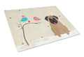 Christmas Presents between Friends Pug - Brown Cutting Board Tempered Glass Kitchen Cutting Surface, Heat Resistant Chopping, Non-Slip Feet, Food Prep & Serving