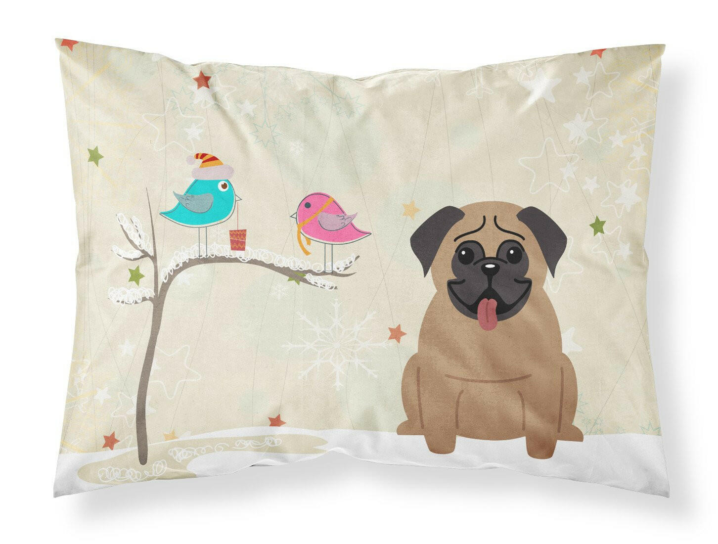 Christmas Presents between Friends Pug - Brown Standard Pillowcase Lightweight Super Soft Easy Care Decorative Artwork Pillowcase, Standard