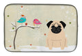 Christmas Presents between Friends Pug - Fawn Dish Drying Mat Absorbent Dish Drying Mat Pad for Kitchen Counter Dish Drainer Mat for Countertop, 14 x 21", Multicolor