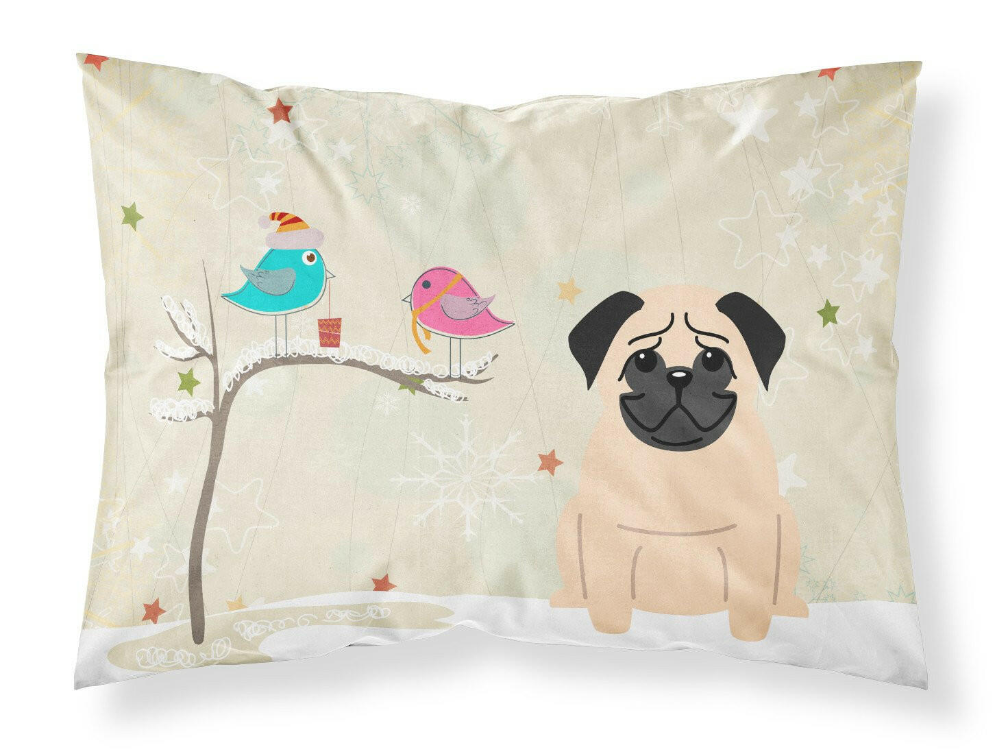 Christmas Presents between Friends Pug - Fawn Standard Pillowcase Lightweight Super Soft Easy Care Decorative Artwork Pillowcase, Standard