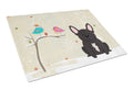 Christmas Presents between Friends French Bulldog - Brindle Cutting Board Tempered Glass Kitchen Cutting Surface, Heat Resistant Chopping, Non-Slip Feet, Food Prep & Serving