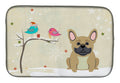 Christmas Presents between Friends French Bulldog - Cream Dish Drying Mat Absorbent Dish Drying Mat Pad for Kitchen Counter Dish Drainer Mat for Countertop, 14 x 21", Multicolor