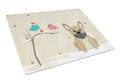 Christmas Presents between Friends French Bulldog - Cream Cutting Board Tempered Glass Kitchen Cutting Surface, Heat Resistant Chopping, Non-Slip Feet, Food Prep & Serving