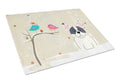 Christmas Presents between Friends French Bulldog - Piebald Cutting Board Tempered Glass Kitchen Cutting Surface, Heat Resistant Chopping, Non-Slip Feet, Food Prep & Serving