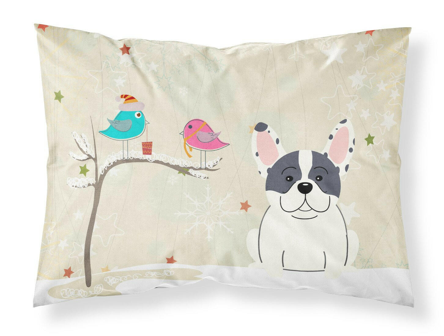 Christmas Presents between Friends French Bulldog - Piebald Standard Pillowcase Lightweight Super Soft Easy Care Decorative Artwork Pillowcase, Standard