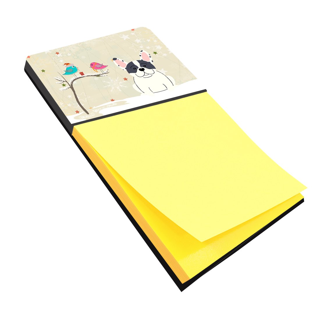Christmas Presents between Friends French Bulldog - Piebald Watercolor Sticky Note Holder Refillable Dispenser Desk Accessory 3x3 Pad Gift
