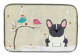 Christmas Presents between Friends French Bulldog - Black and White Dish Drying Mat Absorbent Dish Drying Mat Pad for Kitchen Counter Dish Drainer Mat for Countertop, 14 x 21", Multicolor