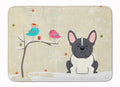 Christmas Presents between Friends French Bulldog - Black and White Memory Foam Kitchen Mat Machine Washable Anti-Fatigue Cushion Comfort Bath or Kitchen Rug