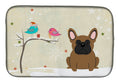 Christmas Presents between Friends French Bulldog - Brown Dish Drying Mat Absorbent Dish Drying Mat Pad for Kitchen Counter Dish Drainer Mat for Countertop, 14 x 21", Multicolor