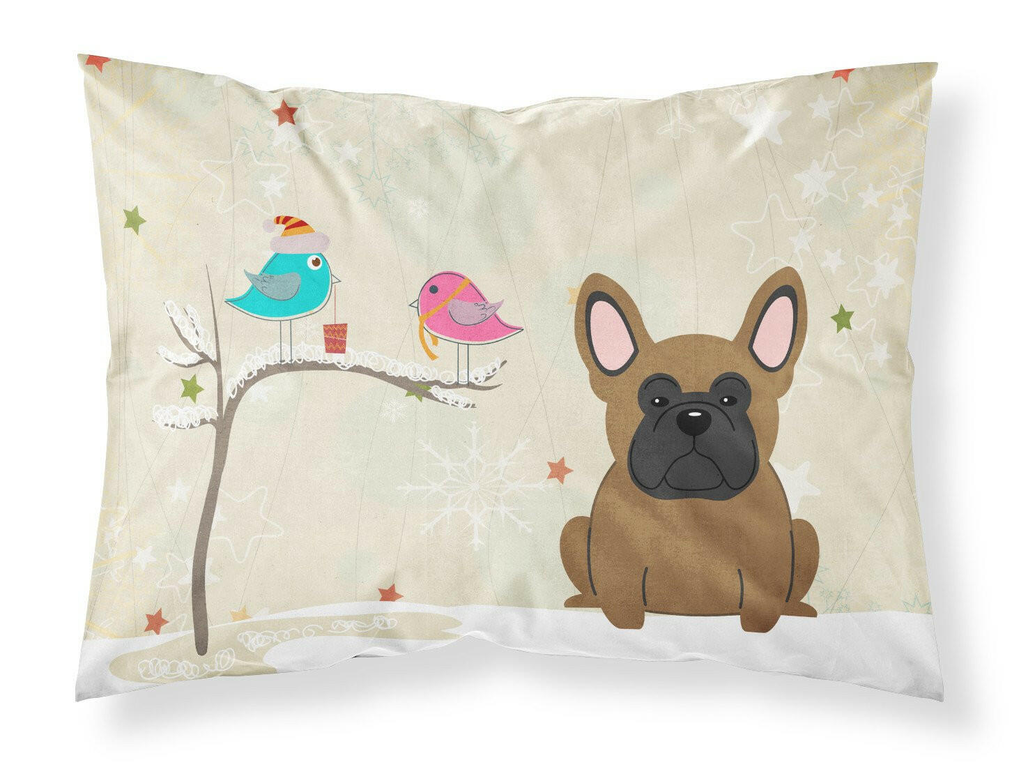 Christmas Presents between Friends French Bulldog - Brown Standard Pillowcase Lightweight Super Soft Easy Care Decorative Artwork Pillowcase, Standard