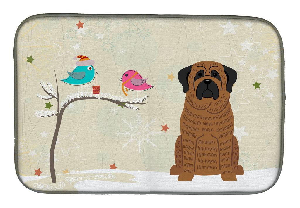 Christmas Presents between Friends Mastiff - Brindle Dish Drying Mat Absorbent Dish Drying Mat Pad for Kitchen Counter Dish Drainer Mat for Countertop, 14 x 21", Multicolor