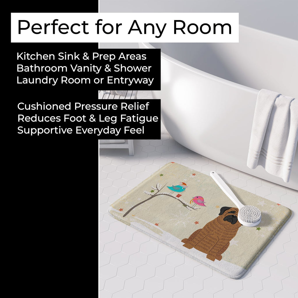 Christmas Presents between Friends Mastiff - Brindle Memory Foam Kitchen Mat Machine Washable Anti-Fatigue Cushion Comfort Bath or Kitchen Rug