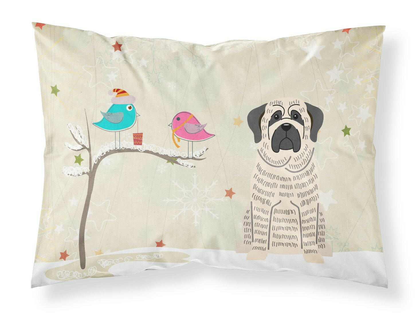 Christmas Presents between Friends Mastiff - Brindle and White Standard Pillowcase Lightweight Super Soft Easy Care Decorative Artwork Pillowcase, Standard
