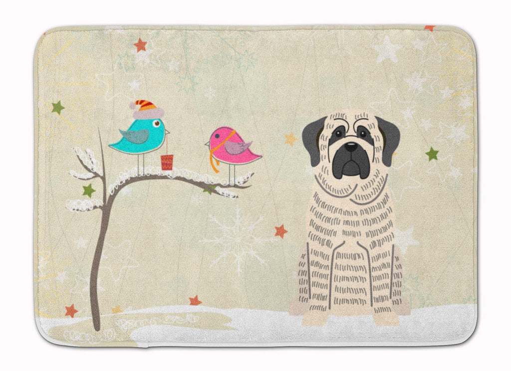 Christmas Presents between Friends Mastiff - Brindle and White Memory Foam Kitchen Mat Machine Washable Anti-Fatigue Cushion Comfort Bath or Kitchen Rug