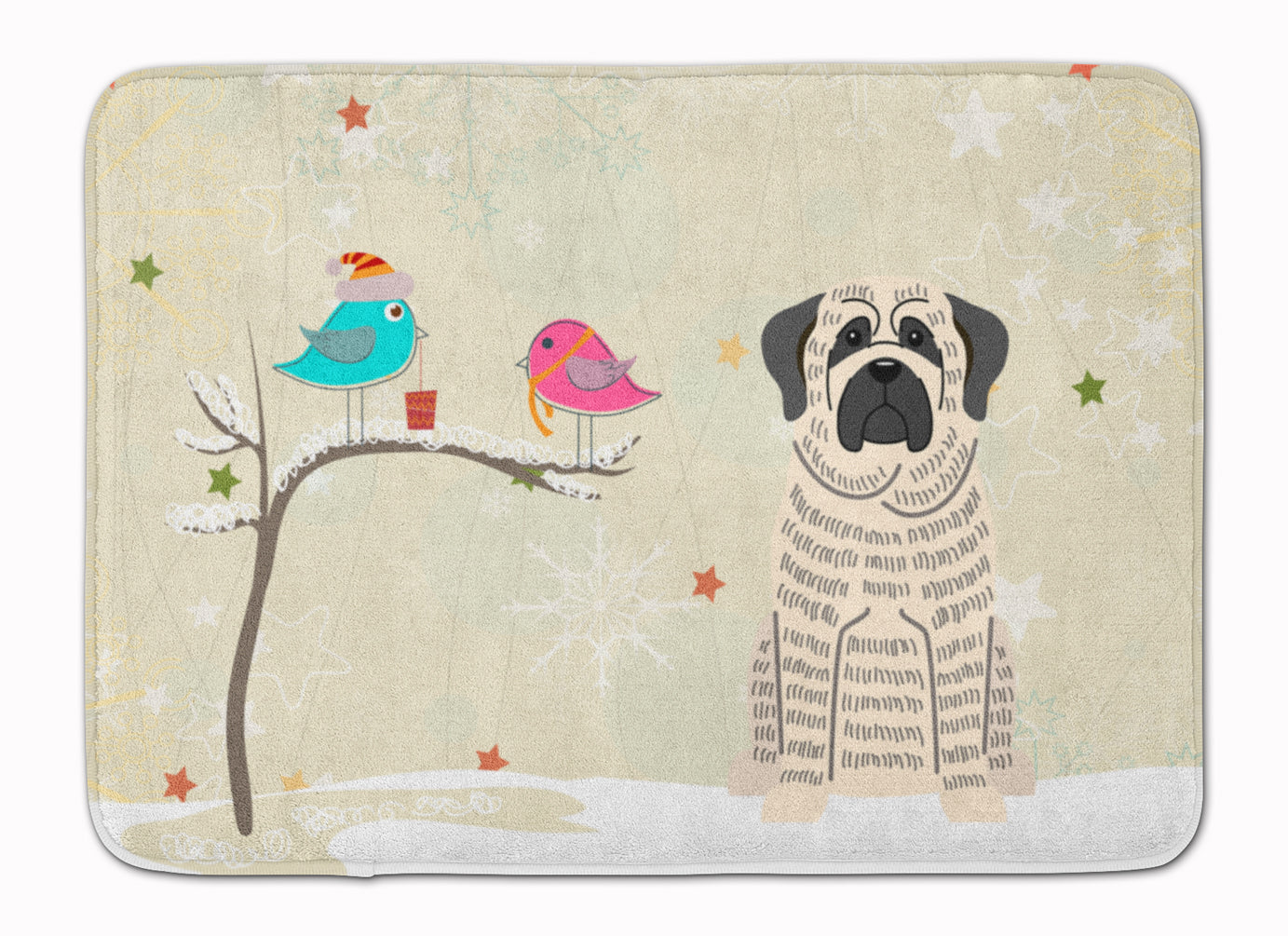 Christmas Presents between Friends Mastiff - Brindle and White Memory Foam Kitchen Mat Machine Washable Anti-Fatigue Cushion Comfort Bath or Kitchen Rug