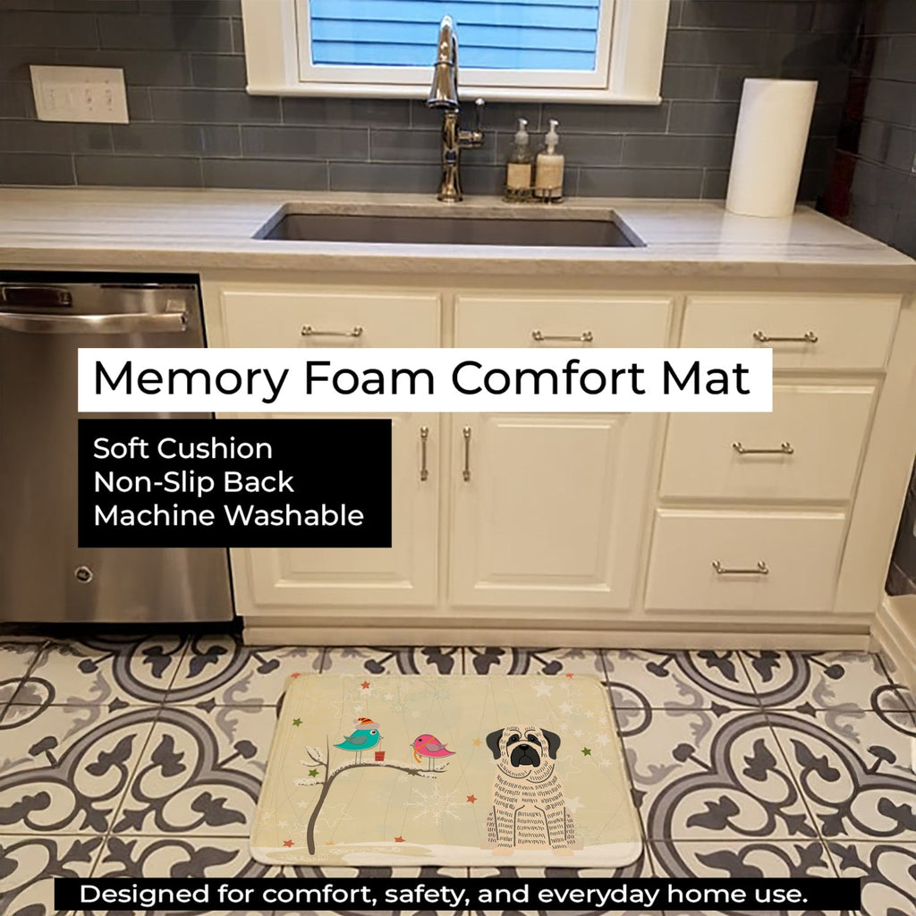 Christmas Presents between Friends Mastiff - Brindle and White Memory Foam Kitchen Mat Machine Washable Anti-Fatigue Cushion Comfort Bath or Kitchen Rug