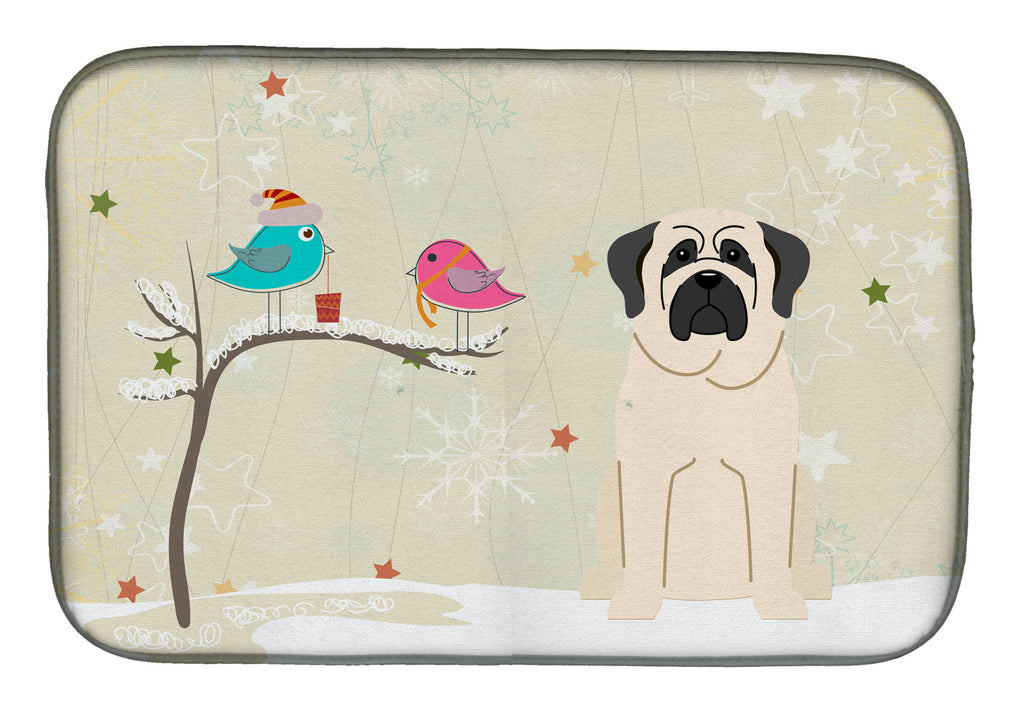 Christmas Presents between Friends Mastiff - White Dish Drying Mat Absorbent Dish Drying Mat Pad for Kitchen Counter Dish Drainer Mat for Countertop, 14 x 21", Multicolor
