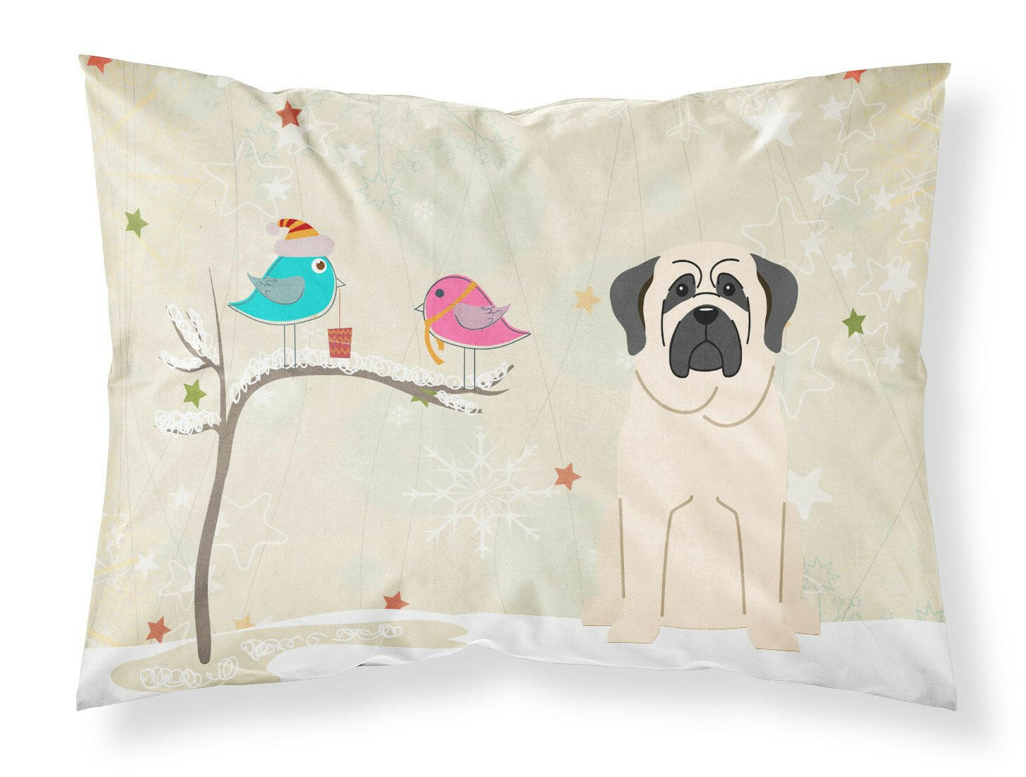 Christmas Presents between Friends Mastiff - White Standard Pillowcase Lightweight Super Soft Easy Care Decorative Artwork Pillowcase, Standard