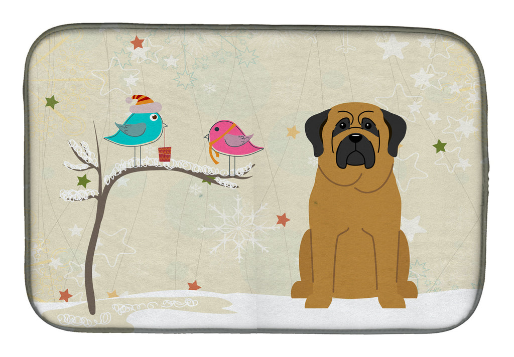 Christmas Presents between Friends Mastiff Dish Drying Mat Absorbent Dish Drying Mat Pad for Kitchen Counter Dish Drainer Mat for Countertop, 14 x 21", Multicolor