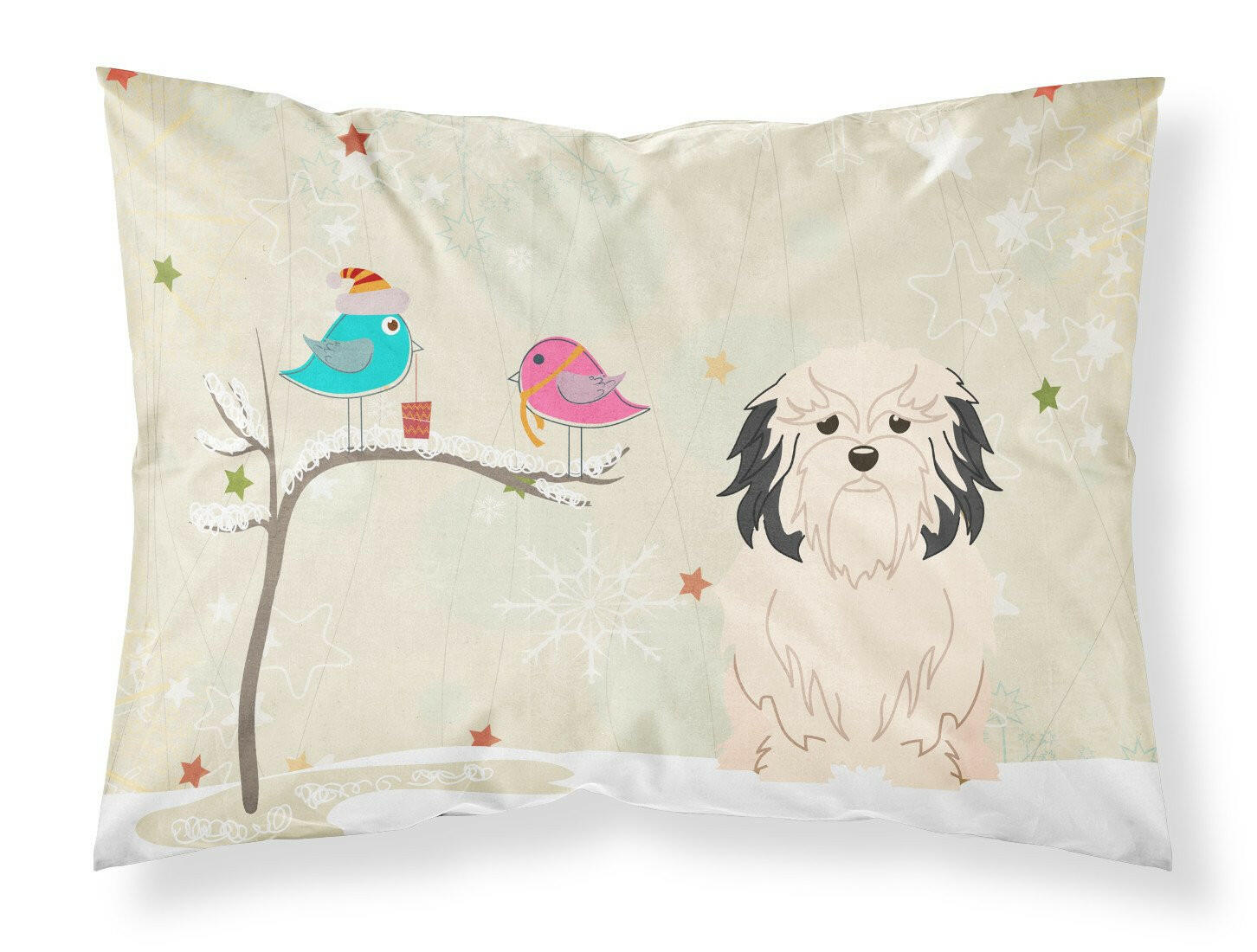 Christmas Presents between Friends Lowchen Standard Pillowcase Lightweight Super Soft Easy Care Decorative Artwork Pillowcase, Standard