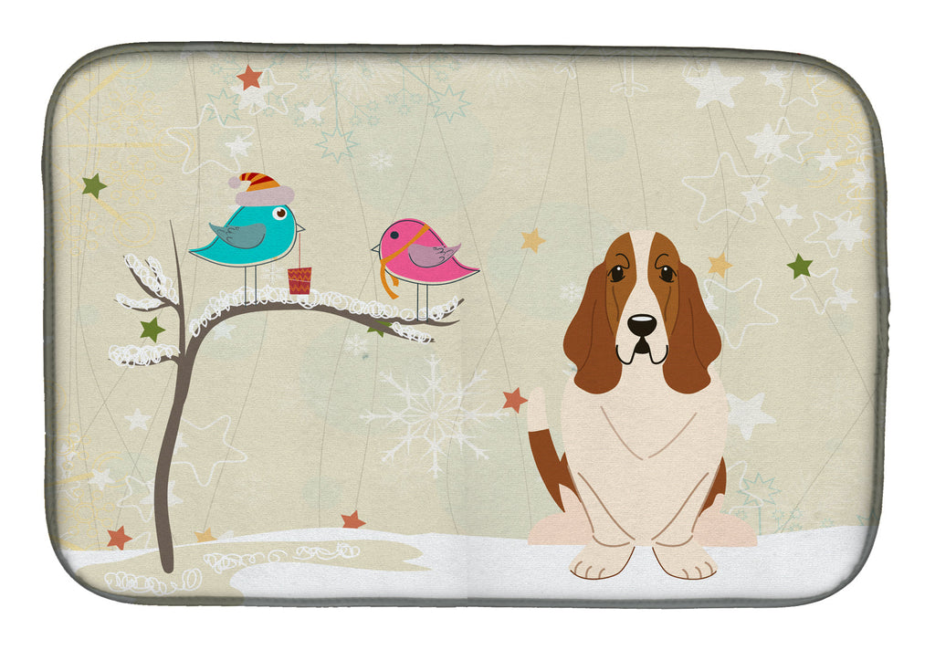 Christmas Presents between Friends Basset Hound Dish Drying Mat Absorbent Dish Drying Mat Pad for Kitchen Counter Dish Drainer Mat for Countertop, 14 x 21", Multicolor