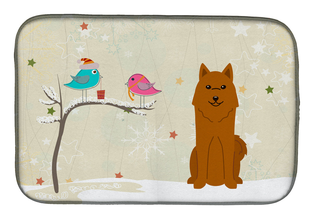 Christmas Presents between Friends Karelian Bear Dog Dish Drying Mat Absorbent Dish Drying Mat Pad for Kitchen Counter Dish Drainer Mat for Countertop, 14 x 21", Multicolor